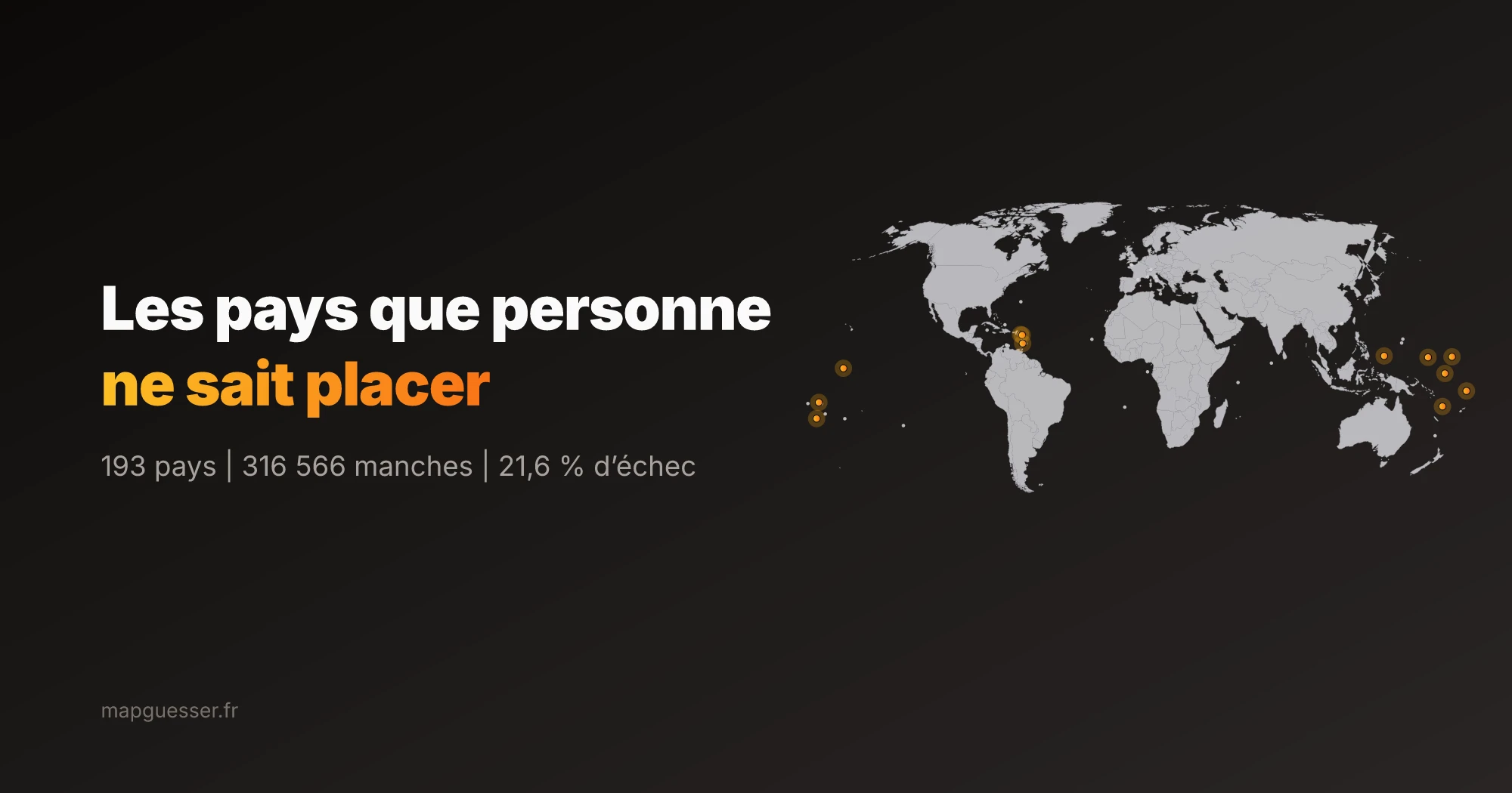 Les douze pays les plus ratés signalés sur une carte du monde : tous des micro-États insulaires des Caraïbes et du Pacifique